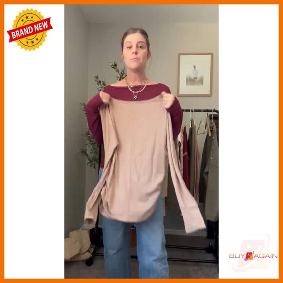 Long Sleeve Off Shoulder Tunic Top with Thumbholes, Loose Fit, 3-Pack - Picture 8 of 8